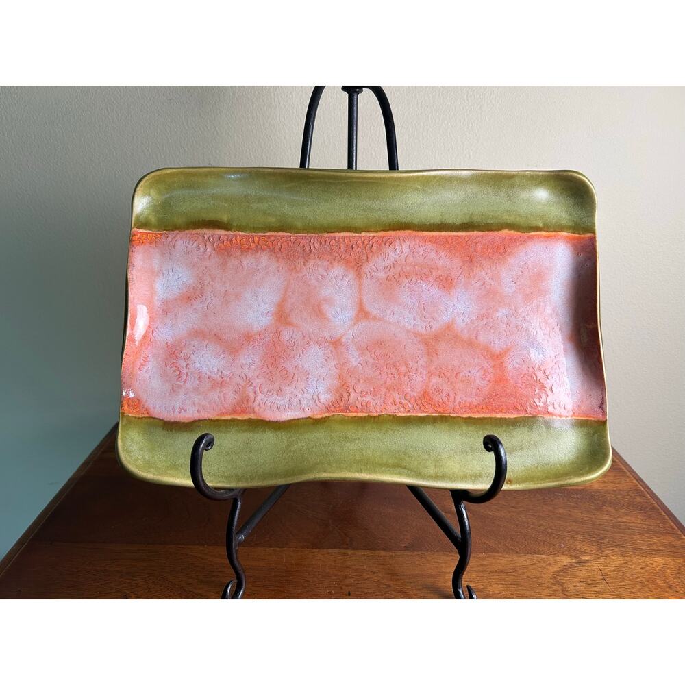 Vintage Hand-Painted Ceramic Tray  13"x8"